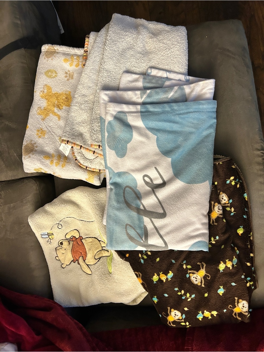 Assorted Baby/Children's Plush Blankets - Blue, Brown, Cream, Yellow